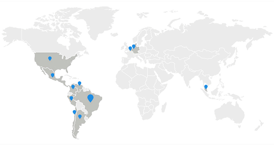 Mapa da Braskem no Mundo